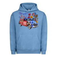 Pigment Pebble Blue Western Truck Fourth Of July America Urban Hoodie - FaDigitalArtStudio