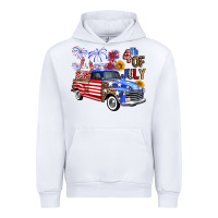 White Western Truck Fourth Of July America Urban Hoodie - FaDigitalArtStudio