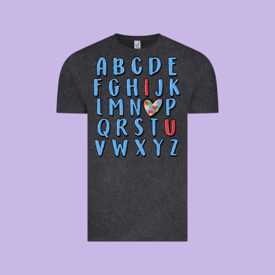 Alphabet Autism Awareness Vintage Tee Designed By Maliassmallbusiness