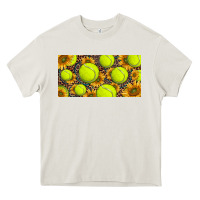 Tennis Ball With Sunflower And Racket  Licence Plato Heavy Core Tee | Teevron
