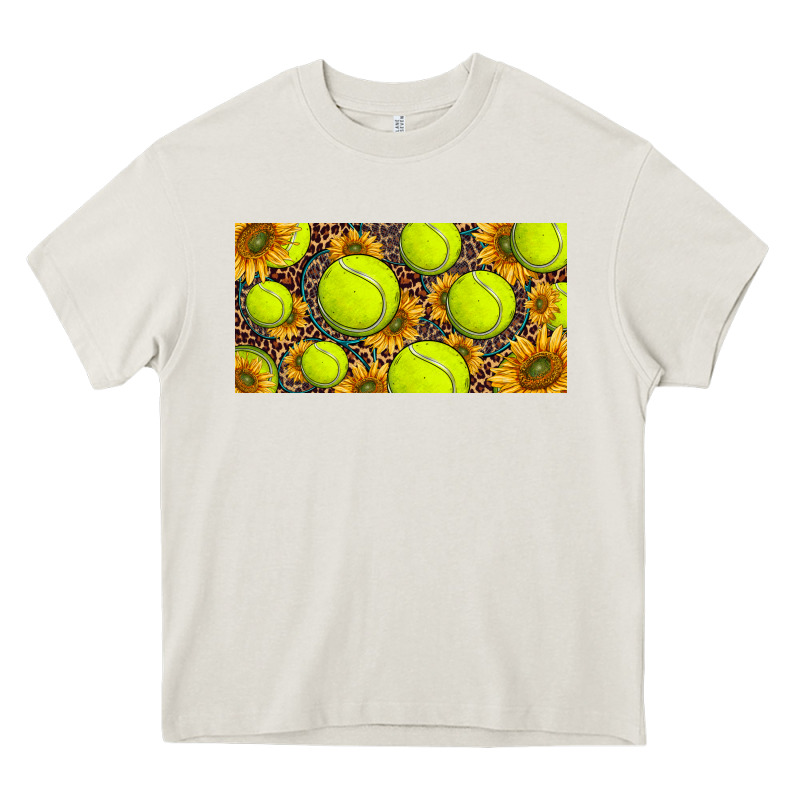 Tennis Ball With Sunflower And Racket  Licence Plato Heavy Core Tee by BarkalooDesign | Teevron