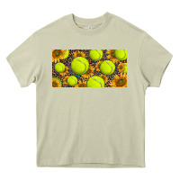 Mossy tennis ball with sunflower and racket  licence plato Heavy Core Tee - BarkalooDesign