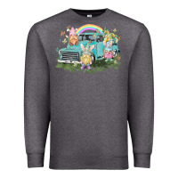 Charcoal Heather Easter gnomies with truck Easter Day Premium Sweatshirt - HowdyJamesFarm