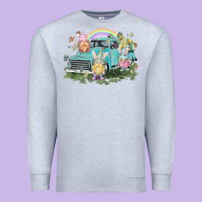 Easter Gnomies With Truck Easter Day Premium Sweatshirt Designed By Howdyjamesfarm