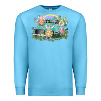 Ocean Blue Easter gnomies with truck Easter Day Premium Sweatshirt - HowdyJamesFarm