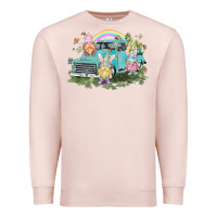 Pale Pink Easter gnomies with truck Easter Day Premium Sweatshirt - HowdyJamesFarm