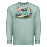 Seafoam Easter gnomies with truck Easter Day Premium Sweatshirt - HowdyJamesFarm