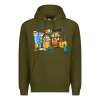 Army Green Volleyball coffee cups Premium Hoodie - HowdyJamesFarm