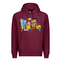 Burgundy Volleyball coffee cups Premium Hoodie - HowdyJamesFarm