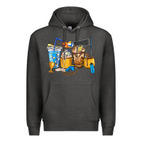 Charcoal Heather Volleyball coffee cups Premium Hoodie - HowdyJamesFarm