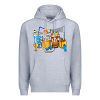 Heather Grey Volleyball coffee cups Premium Hoodie - HowdyJamesFarm
