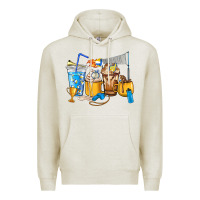 Oatmeal Heather Volleyball coffee cups Premium Hoodie - HowdyJamesFarm