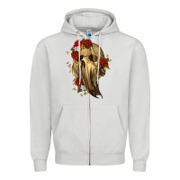Dove Grey Ghost Skeleton Zipper Hoodie - RanaPortraitStore