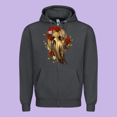 Ghost Skeleton Zipper Hoodie Designed By Ranaportraitstore