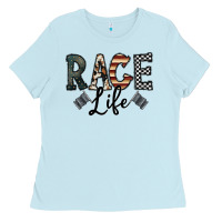 Baby Blue race life Ladies Tee - CowhideDigitalArt