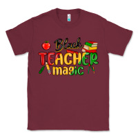 Burgundy black teacher magic juneteenth Classic Tee - MaliasSmallBusiness