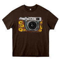 Chocolate Brown sunflower leopard vintage camera Heavy Core Tee - FaDigitalArtStudio