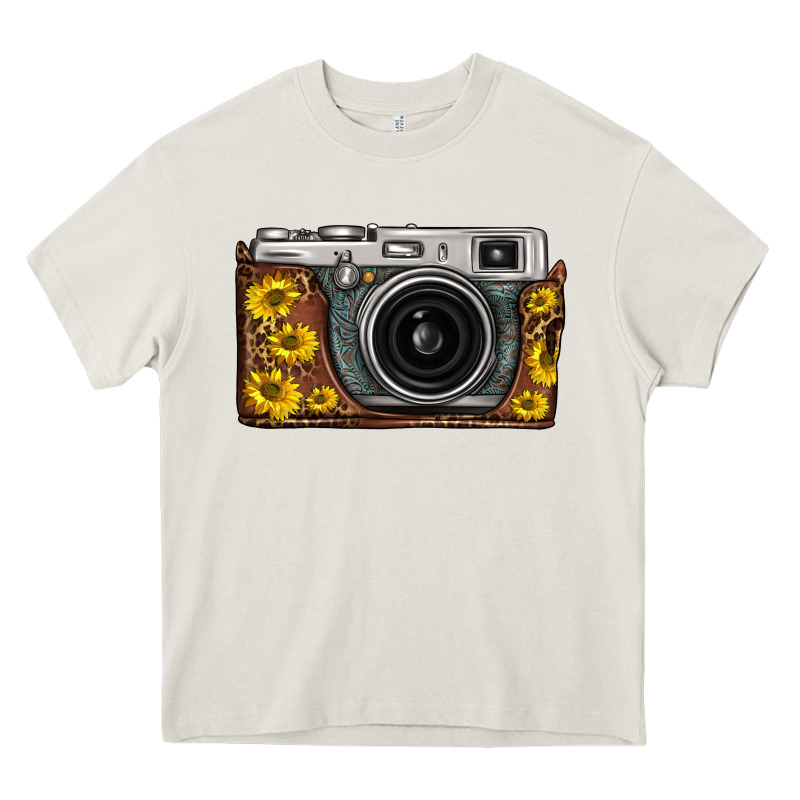Sunflower Leopard Vintage Camera Heavy Core Tee by FaDigitalArtStudio | Teevron