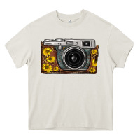 Cream sunflower leopard vintage camera Heavy Core Tee - FaDigitalArtStudio