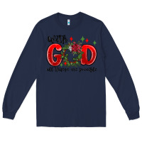 Navy with god all things are possible Long Sleeve Tee - MaliasSmallBusiness