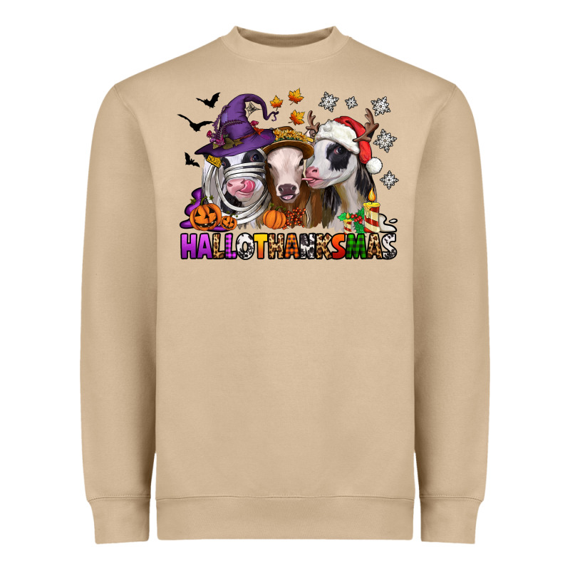 Happy Hallothanksmas Heifers Heavyweight Sweatshirt by NancyCooperArtShop | Teevron