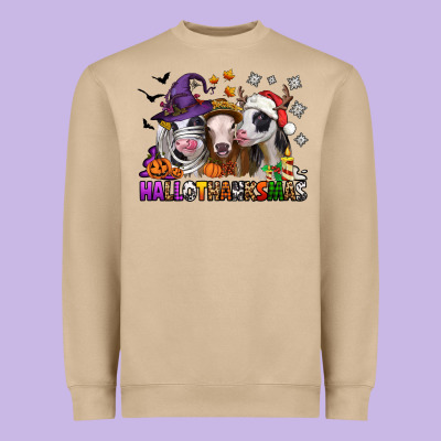 Happy Hallothanksmas Heifers Heavyweight Sweatshirt Designed By Nancycooperartshop