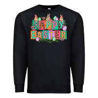 Black Happy Easter with plate letters Easter Day Premium Sweatshirt - HowdyJamesFarm