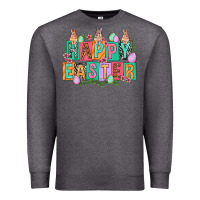 Charcoal Heather Happy Easter with plate letters Easter Day Premium Sweatshirt - HowdyJamesFarm
