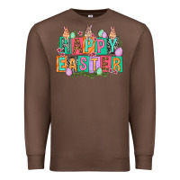 Chestnut Happy Easter with plate letters Easter Day Premium Sweatshirt - HowdyJamesFarm