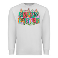 Dove Grey Happy Easter with plate letters Easter Day Premium Sweatshirt - HowdyJamesFarm