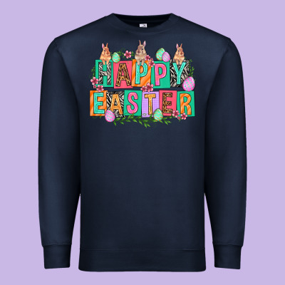 Happy Easter With Plate Letters Easter Day Premium Sweatshirt Designed By Howdyjamesfarm