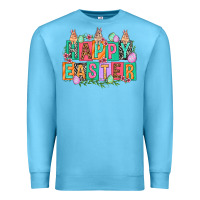Ocean Blue Happy Easter with plate letters Easter Day Premium Sweatshirt - HowdyJamesFarm
