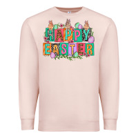 Pale Pink Happy Easter with plate letters Easter Day Premium Sweatshirt - HowdyJamesFarm
