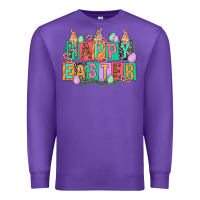 Purple Happy Easter with plate letters Easter Day Premium Sweatshirt - HowdyJamesFarm