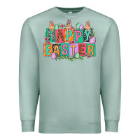 Seafoam Happy Easter with plate letters Easter Day Premium Sweatshirt - HowdyJamesFarm