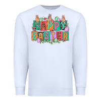 White Happy Easter with plate letters Easter Day Premium Sweatshirt - HowdyJamesFarm
