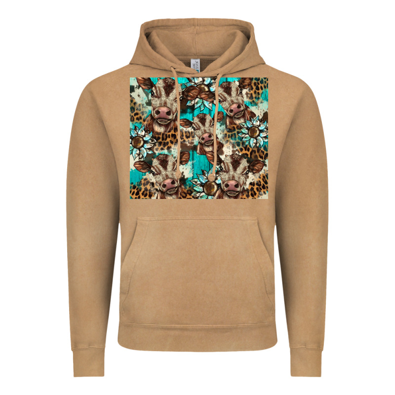 Western Cowhide Sunflower Baby Cow Vintage Hoodie by BarkalooDesign | Teevron