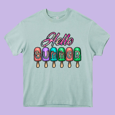 Hello Summer Heavy Core Tee Designed By Cowhidedigitalart