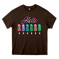 Chocolate Brown hello summer Heavy Core Tee - CowhideDigitalArt