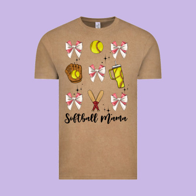 Softball Coquette Bow Vintage Tee Designed By Jahusdesignshop