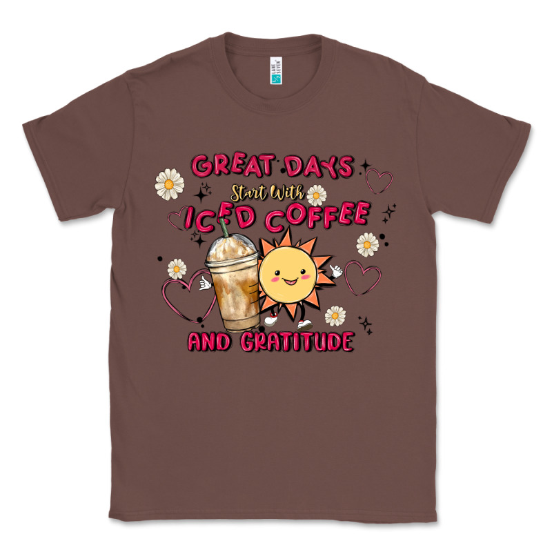Great Days Start With Iced Coffee And Gratitude Classic Tee by MaliasSmallBusiness | Teevron