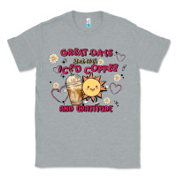 Heather Grey great days start with iced coffee and gratitude Classic Tee - MaliasSmallBusiness
