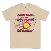 Mushroom great days start with iced coffee and gratitude Classic Tee - MaliasSmallBusiness