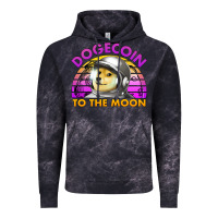 Cloud Black doge coin to the moon 80's retro sunset Vintage Hoodie - Jasminsmagicworld