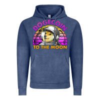 Vintage Denim doge coin to the moon 80's retro sunset Vintage Hoodie - Jasminsmagicworld