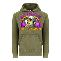 Vintage Olive doge coin to the moon 80's retro sunset Vintage Hoodie - Jasminsmagicworld