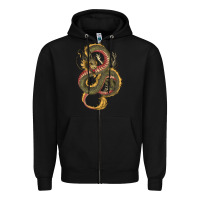Black green and yellow dragon Zipper Hoodie - RanaPortraitStore