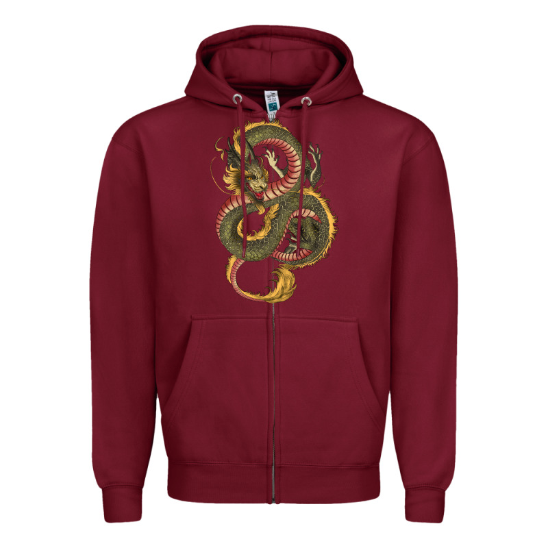 Green And Yellow Dragon Zipper Hoodie by RanaPortraitStore | Teevron