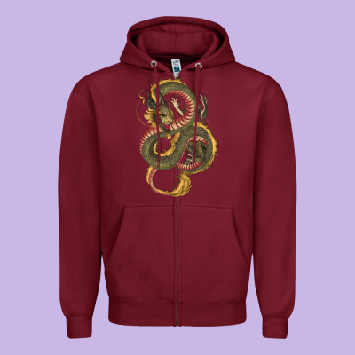 Green And Yellow Dragon Zipper Hoodie Designed By Ranaportraitstore