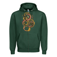 Sports Green green and yellow dragon Zipper Hoodie - RanaPortraitStore